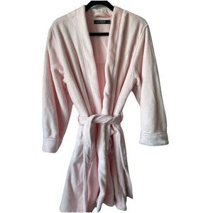 Lauren Ralph Lauren Pink Plush Shawl Collar Short Robe w. Pockets NWOT Large $74
